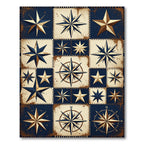 Rustic Navy Blue Nautical Star Patchwork Rug