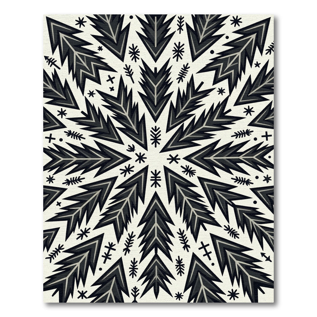 Monochromatic Nordic Pine Forest Star Rug
