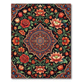 Vibrant Crimson Floral Mandala Medallion Rug