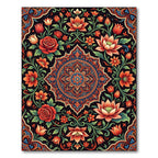 Vibrant Crimson Floral Mandala Medallion Rug