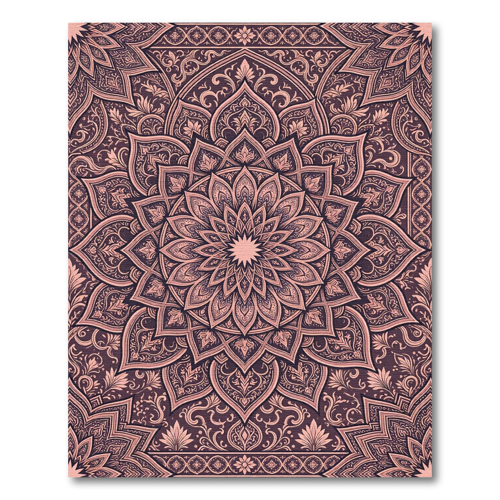 Muted Rose Floral Mandala Intricate Rug