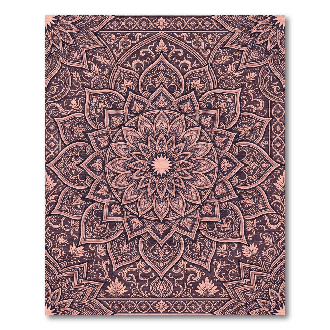 Muted Rose Floral Mandala Intricate Rug