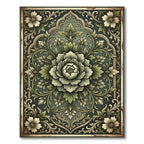 Dark Teal Floral Medallion Ornament Rug
