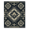 Geometric Black and Cream Tribal Diamond Rug