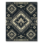 Geometric Black and Cream Tribal Diamond Rug