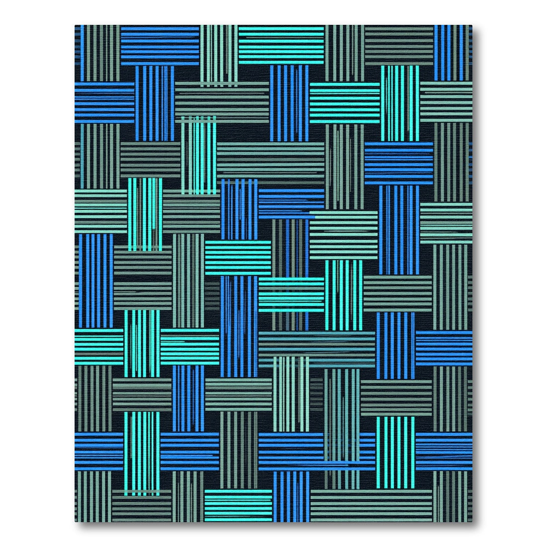 Modern Blue Grid Woven Texture Rug