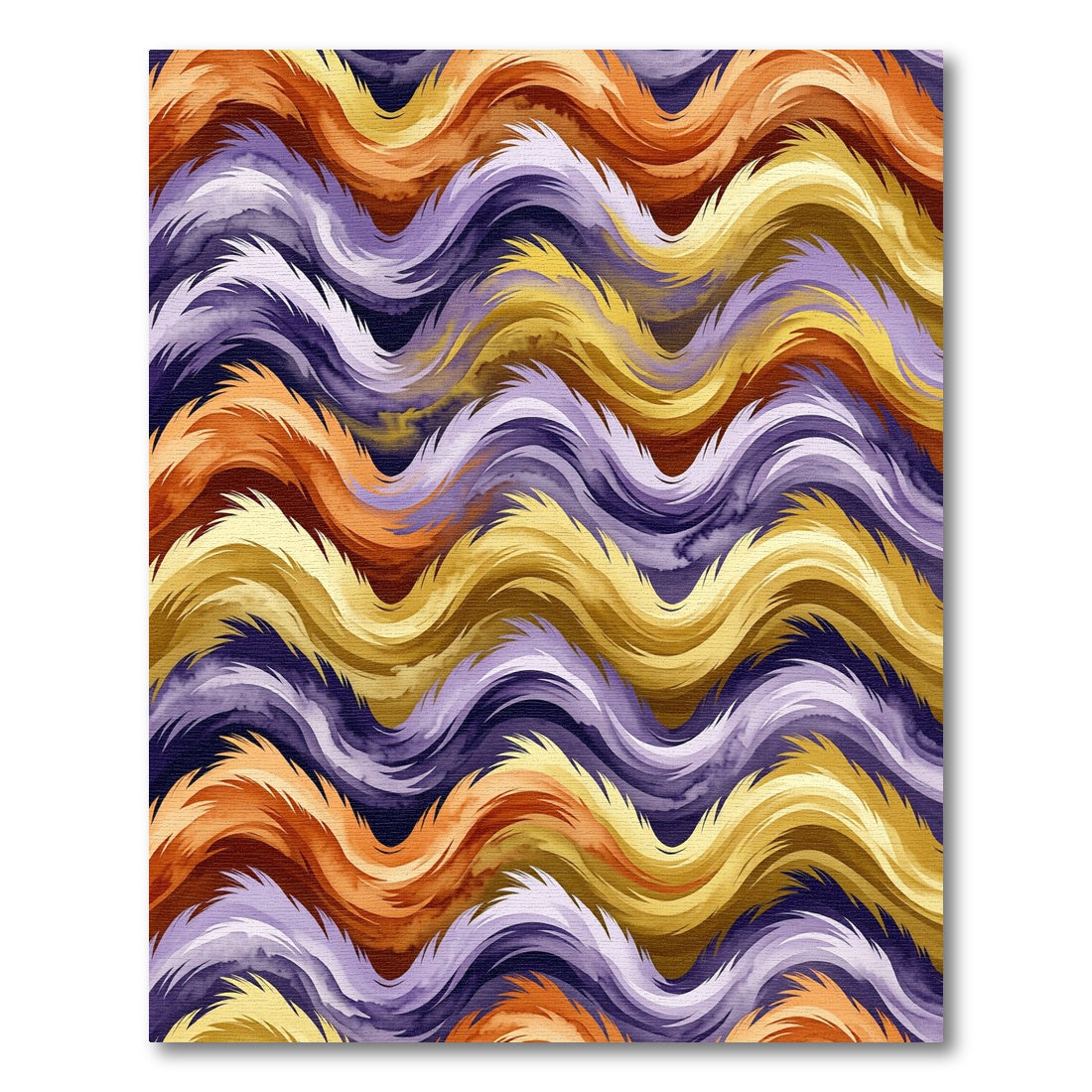 Golden Purple Abstract Wavy Swirls Rug