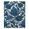Deep Blue Leaf Scroll Accent Rug