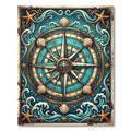 Nautical Compass Seashell Wave Art Rug