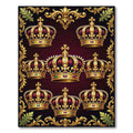 Regal Gold Jeweled Crown Motif Rug