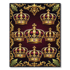 Regal Gold Jeweled Crown Motif Rug