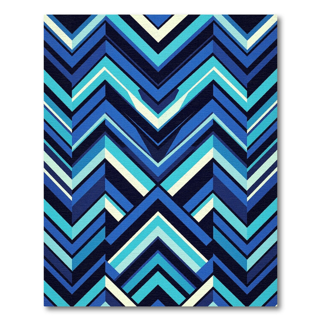 Bold Blue Geometric Chevron Rug