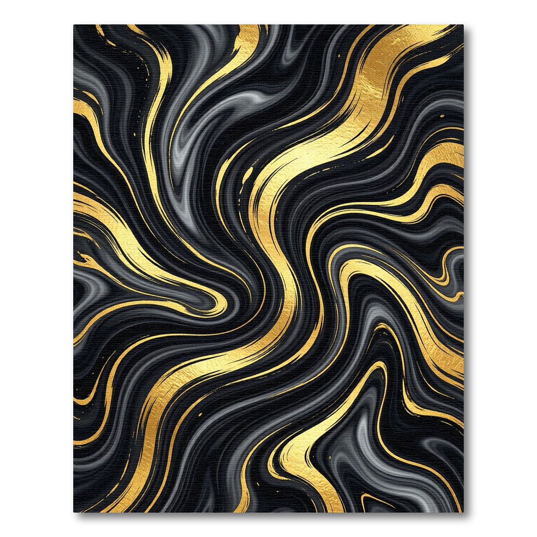 Luxury Black and Gold Swirling Marble Rug