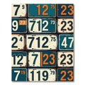Vintage Retro License Plate Grid Art Rug