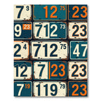 Vintage Retro License Plate Grid Art Rug
