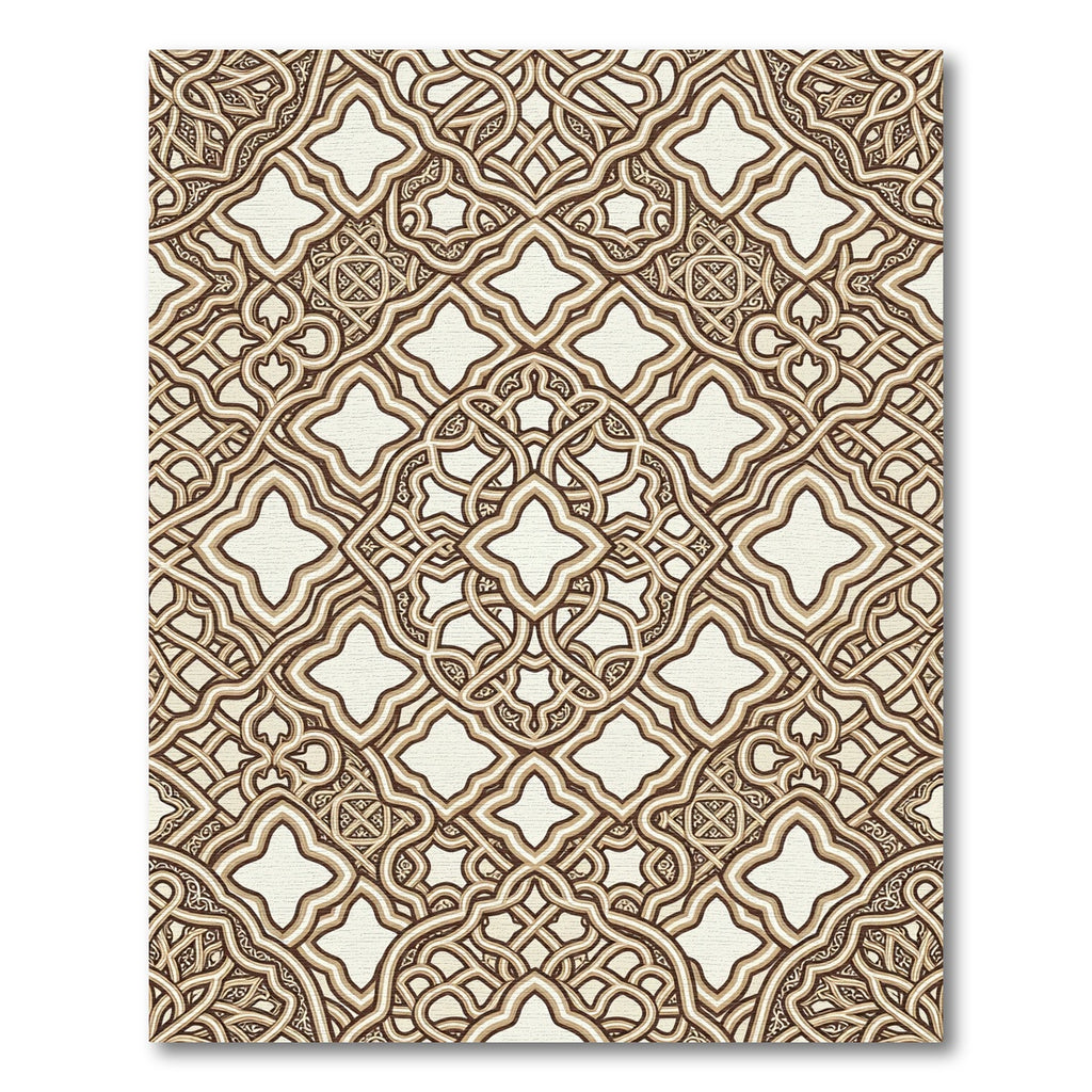 Intricate Beige Cream Interlocking Lattice Rug