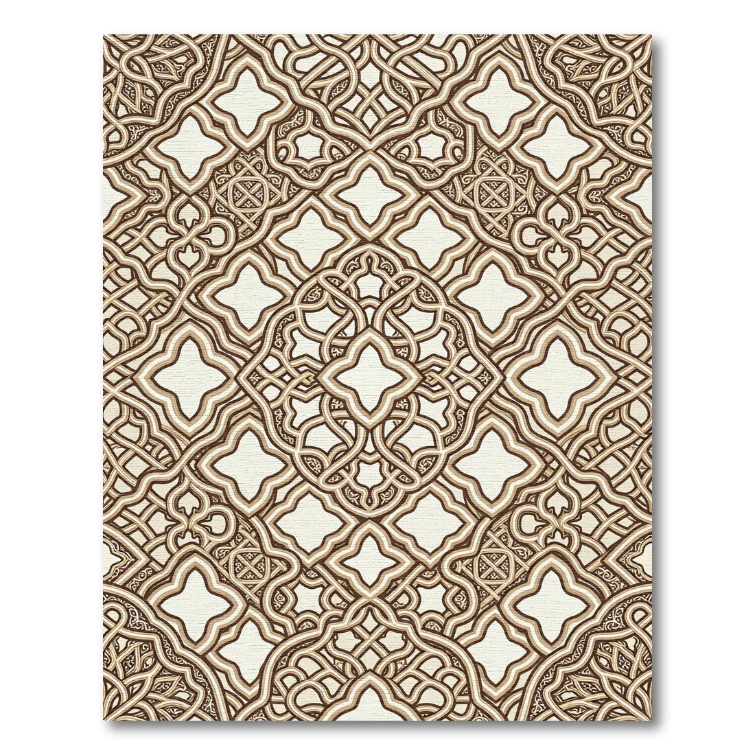 Intricate Beige Cream Interlocking Lattice Rug
