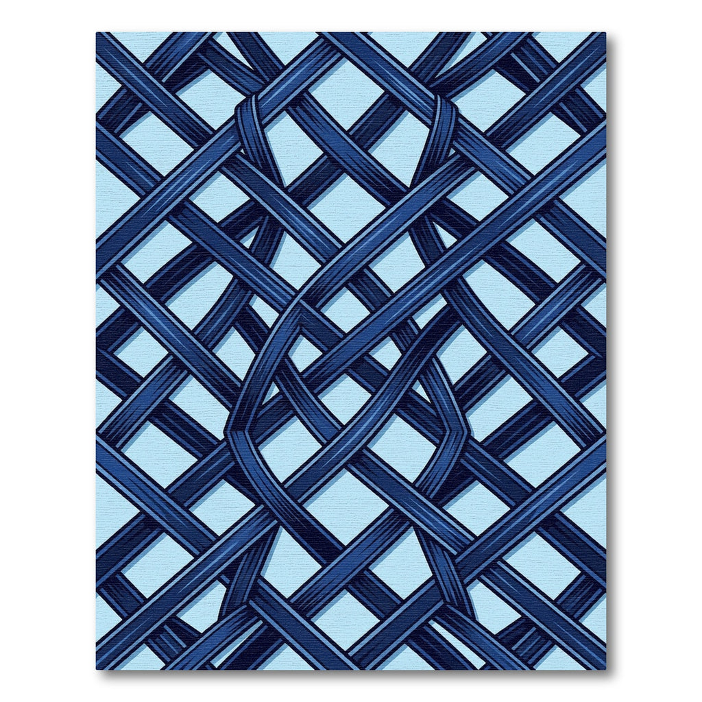 Modern Navy Blue Interwoven Lattice Rug