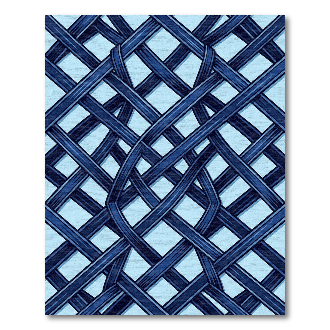 Modern Navy Blue Interwoven Lattice Rug