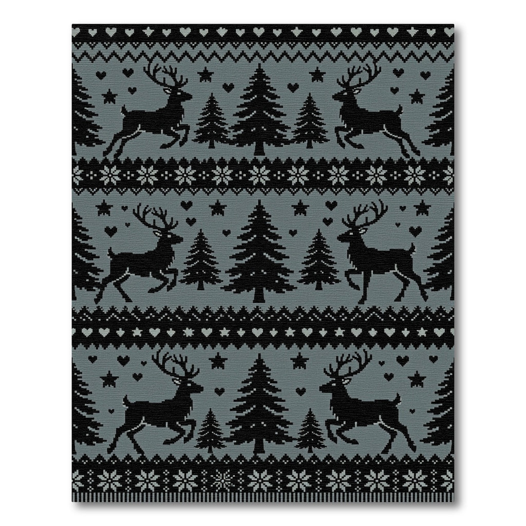 Black Deer Forest Nordic Knit Rug