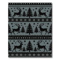 Black Deer Forest Nordic Knit Rug