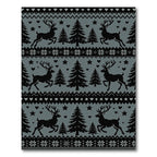 Black Deer Forest Nordic Knit Rug