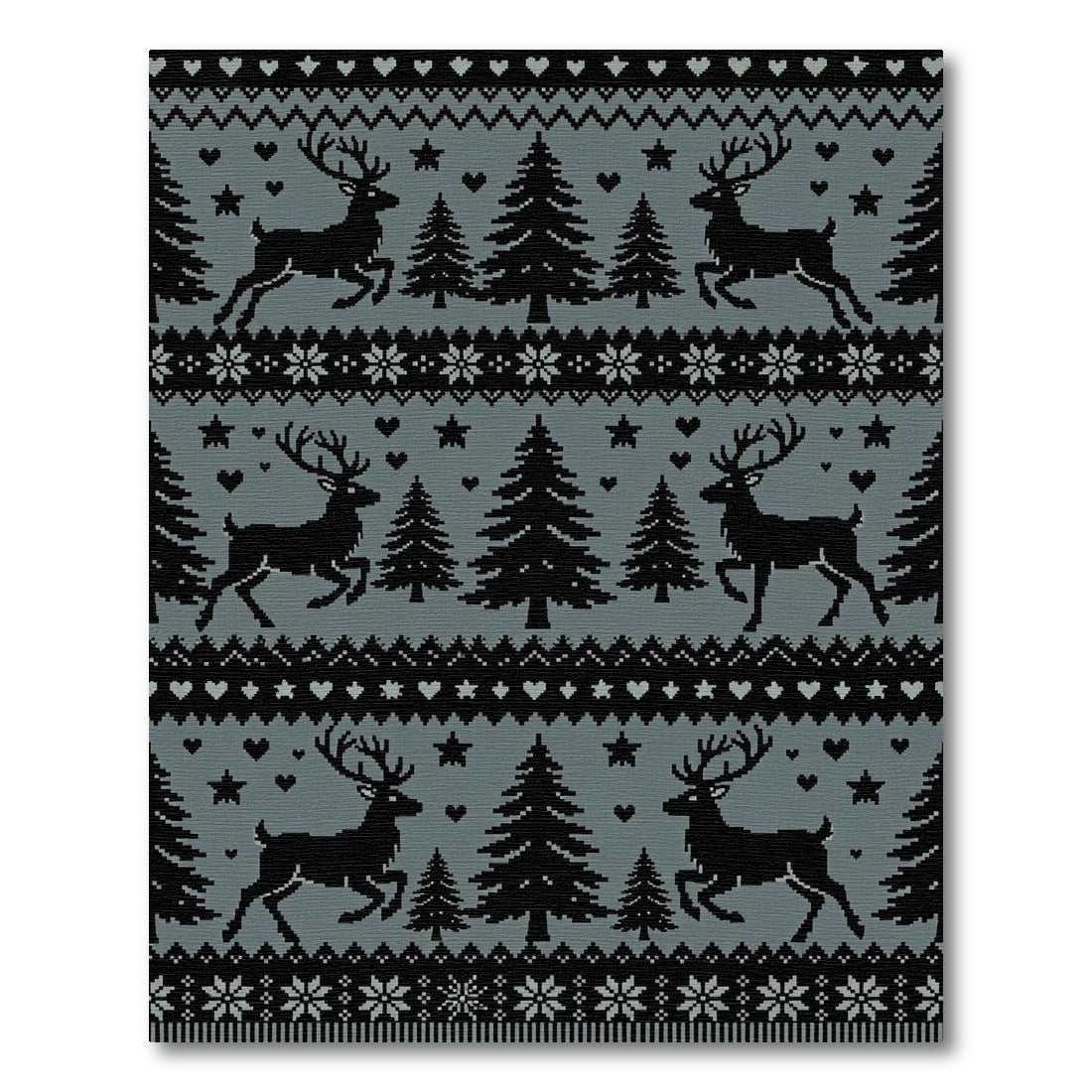 Black Deer Forest Nordic Knit Rug