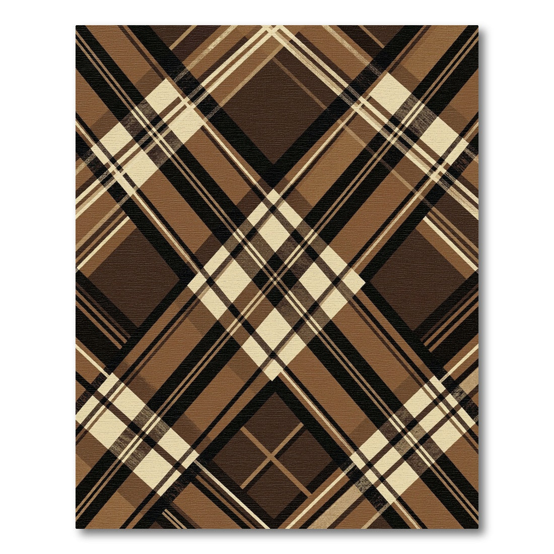 Brown Beige Black Plaid Lines Rug