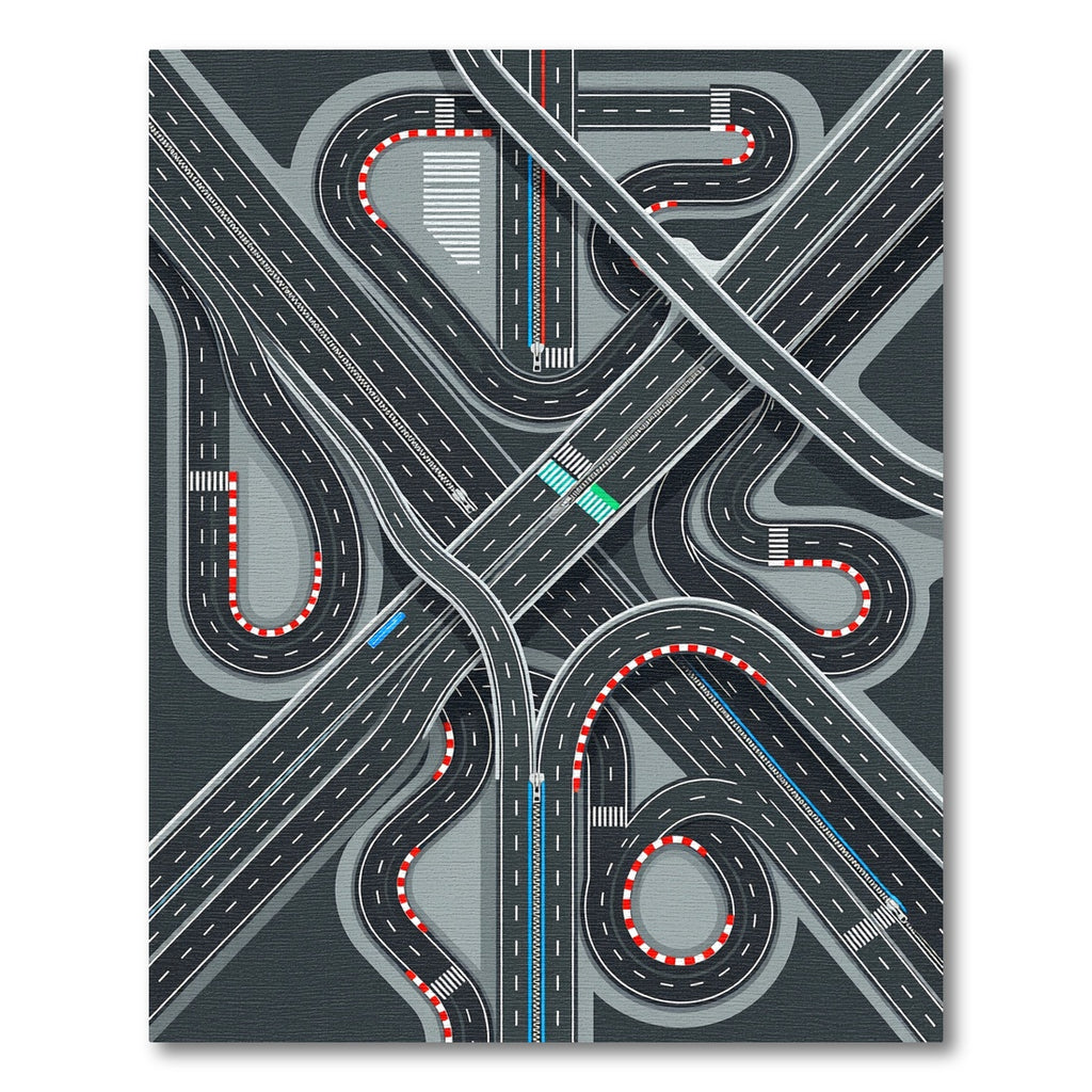 Modern Gray Expressway Intersection Graphic Rug