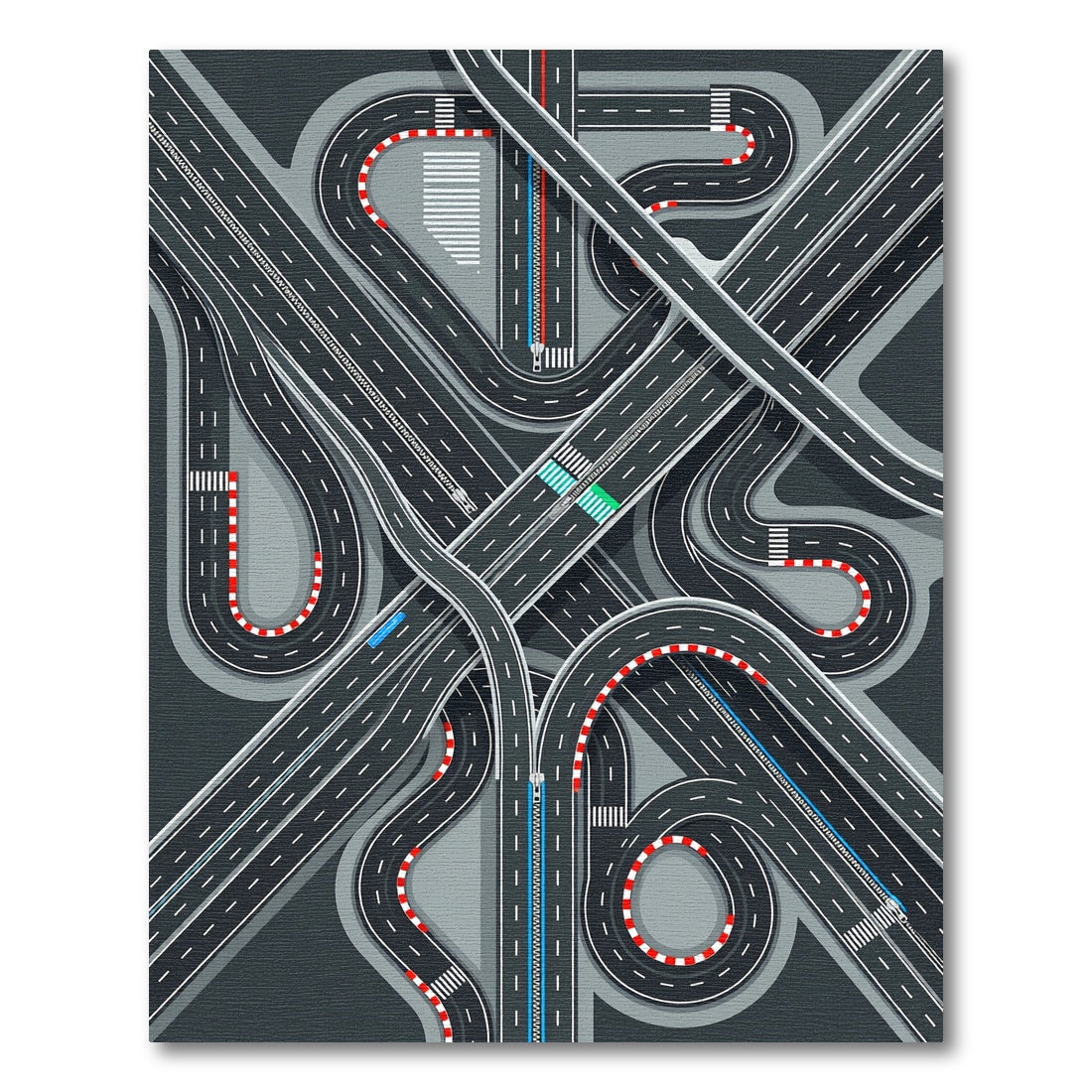 Modern Gray Expressway Intersection Graphic Rug