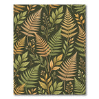 Lush Green and Gold Fern Forest Rug