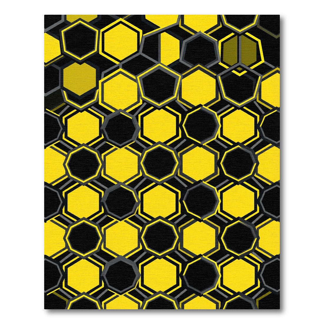 Modern Bold Yellow Black Hexagon Geometric Rug