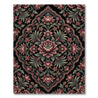 Ornate Dark Crimson Floral Medallion Rug