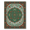 Ornate Teal Floral Medallion Rug