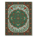 Ornate Teal Floral Medallion Rug