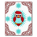 Festive Red Owl Starburst Whimsical Rug