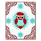 Festive Red Owl Starburst Whimsical Rug
