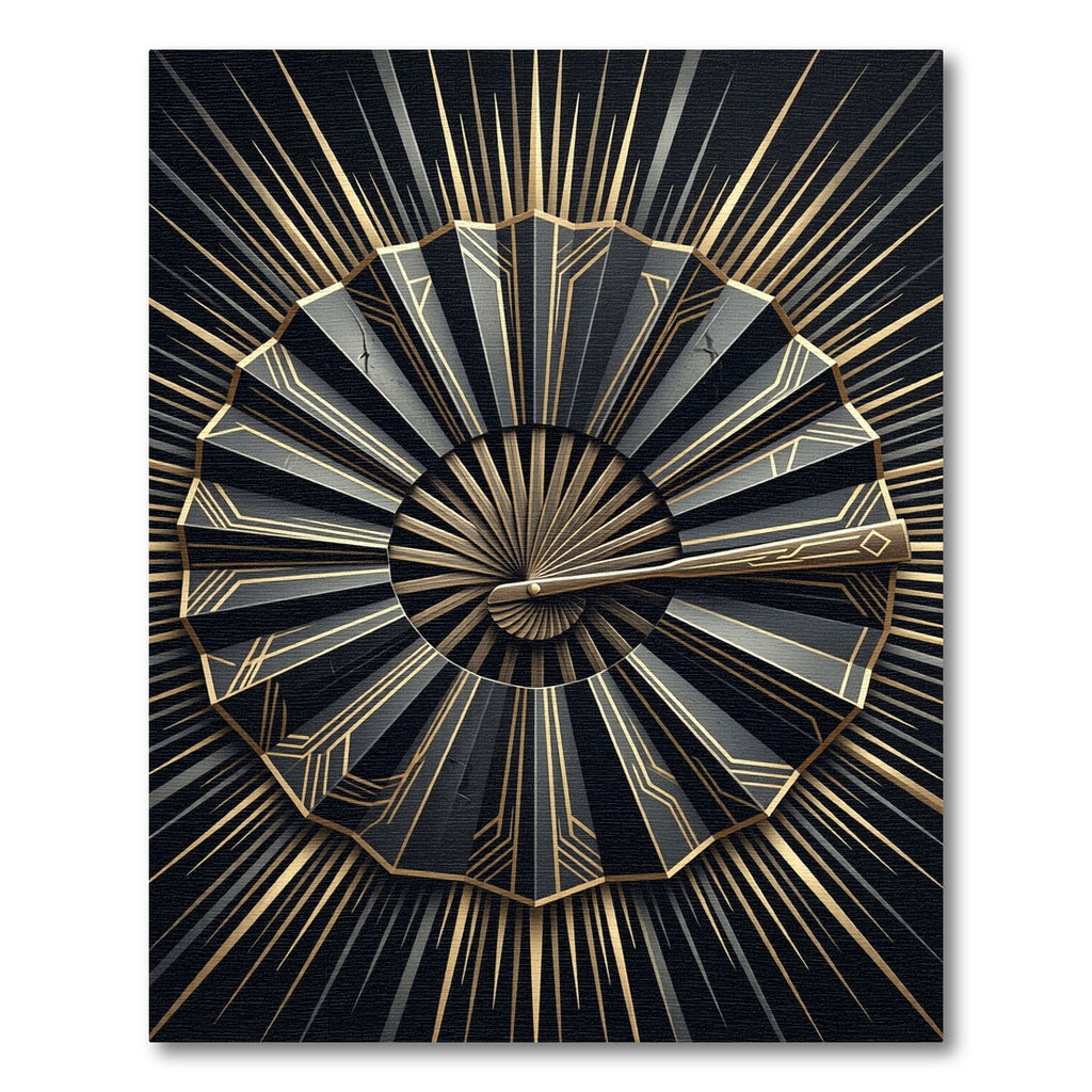 Black and Gold Art Deco Fan Rug
