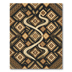 Earthy Gold Geometric Wheat Swirl Rug