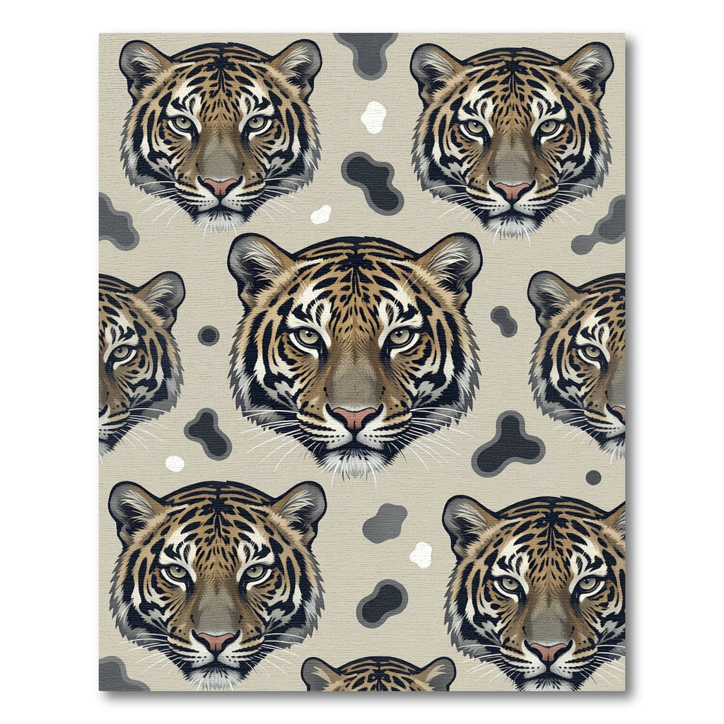 Beige Tiger Face Spotted Animal Art Rug