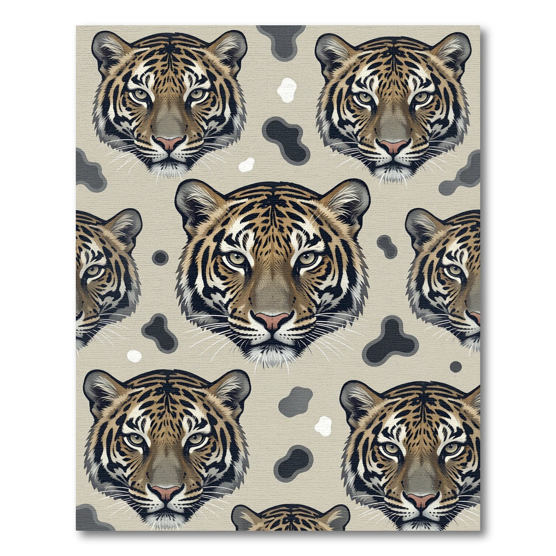 Beige Tiger Face Spotted Animal Art Rug