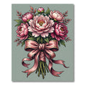 Elegant Pink Peony Bouquet Illustration Rug