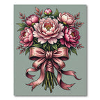 Elegant Pink Peony Bouquet Illustration Rug