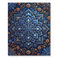 Elegant Indigo Gold Floral Mandala Rug