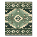 Sage Green Geometric Paw Boho Rug