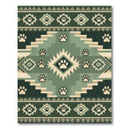 Sage Green Geometric Paw Boho Rug