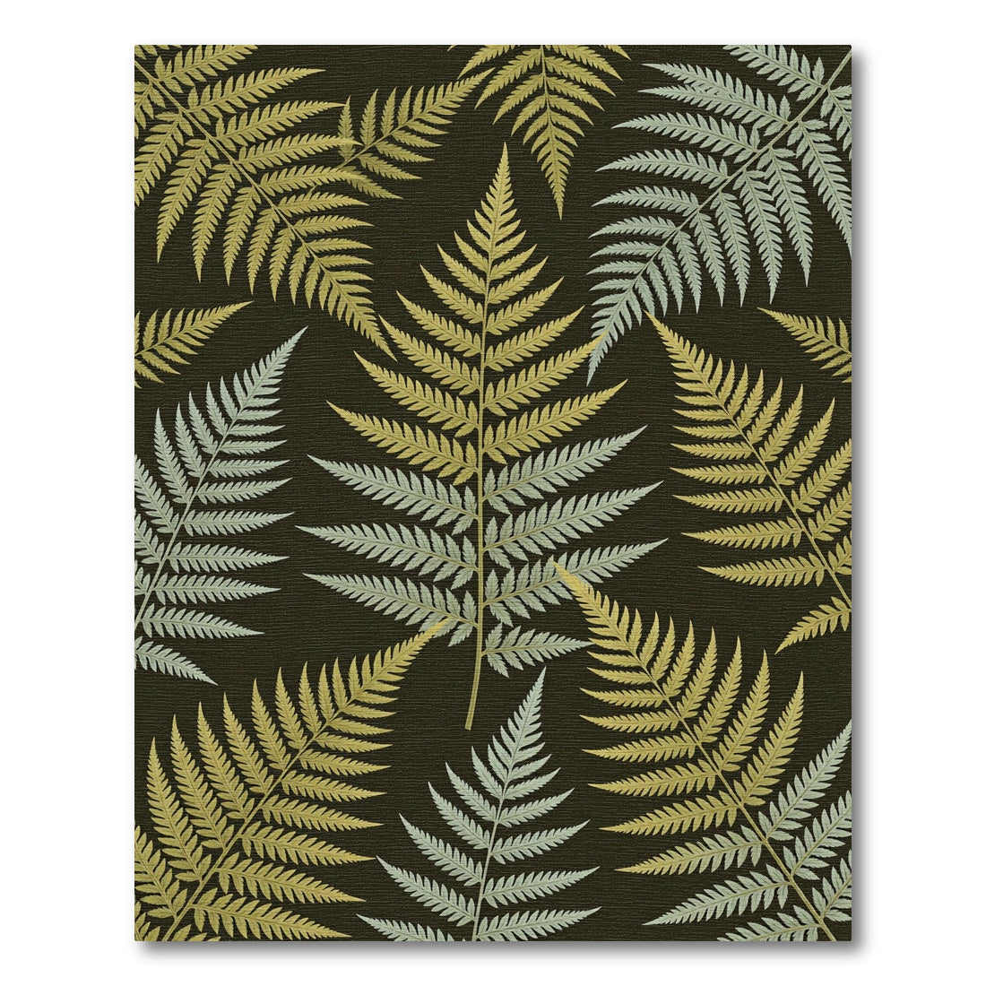 Lush Golden Fern Leaf Botanical Rug