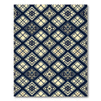 Midnight Navy Cream Geometric Grid Rug