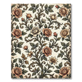 Vintage Sepia Rose Botanical Scroll Rug