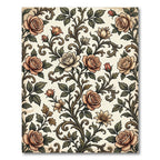 Vintage Sepia Rose Botanical Scroll Rug